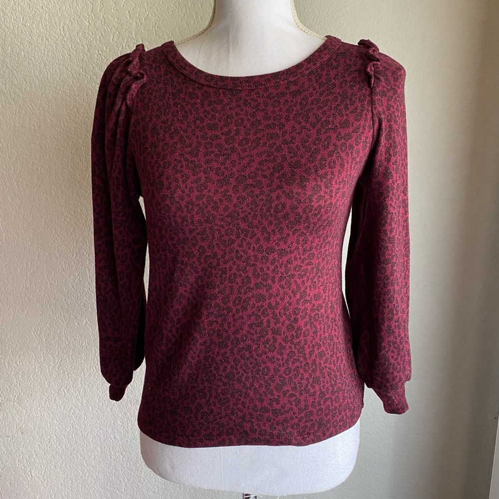 Banana Republic Maroon Leopard Print Blouse